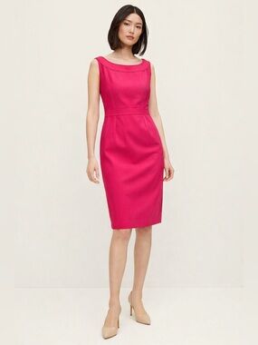 Ann Taylor Carnation Pink Sleeveless Midi Sheath Dress Size 2, MSRP $130